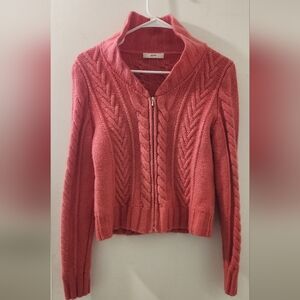 Leggiadro Coral Cable Knit‎ Cardigan, Size Medium, 100 % Cashemire.